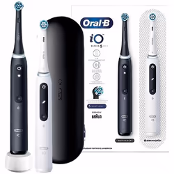 Brosse à dents électrique - Oral-B - iO Series 5 - Pack de 2 noir et blanc - Technologie magnétique silencieuse