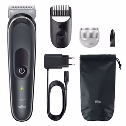 Braun BG5350, Noir, Argent, 0,5 mm, 1,1 cm, Chargement, AC/Batterie, 100 min