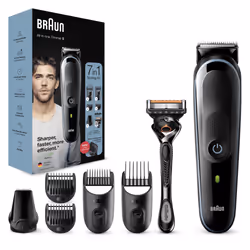 Braun All-in-one MGK5355, Lavable, Batterie, Noir, Bleu