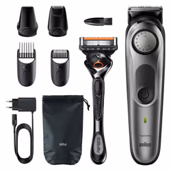 Braun All-in-one MGK7320, Lavable, Batterie, Noir, Gris