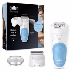 Braun Silk-épil 5 SES 5-605, Bleu, Blanc, 28 pince(s), MicroGrip, Rasage, Allemagne, Pour des raisons d’hygiène, ne pas parta ...
