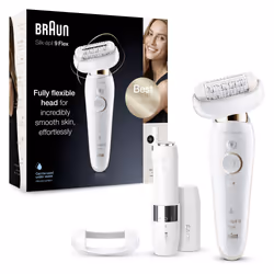 Braun Silk-épil 9 Flex 9005, Or, Blanc, 40 pince(s), Aisselles, Bikini, Cuisse avant, Intérieur des avant-bras, Epilation, Ra ...