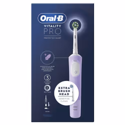 Oral-B Vitality Pro, Adulte, Soin quotidien, Sensible, Super sensitive, Lilas, 4 x 30 sec, Batterie, Batterie intégré