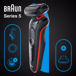 Braun Series 5 51-R1200S rasoir pour homme Rasoir à grille Tondeuse Noir, Rouge