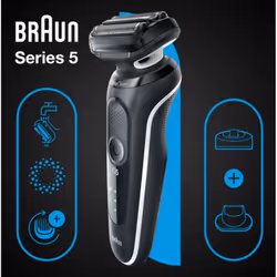 Braun Series 5 51-W4200cs Rasoir à grille Noir, Blanc