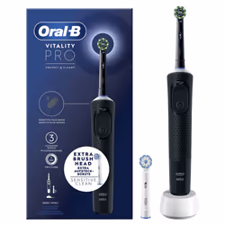 Oral-B Vitality Pro, Adulte, Brosse à dents rotative oscillante, Soin quotidien, Sensible, Super sensitive, Noir, 2 min, Batt ...