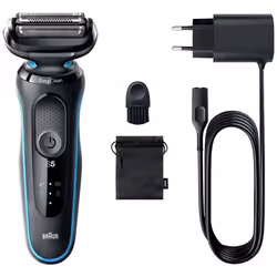 Braun Series 5 51-M1000s, Rasoir à grille, AutoSense, Noir, Bleu, Batterie, Lithium-Ion (Li-Ion), Batterie intégré