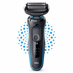 Braun Series 5 51-M1000s, Rasoir à grille, AutoSense, Noir, Bleu, Batterie, Lithium-Ion (Li-Ion), Batterie intégré
