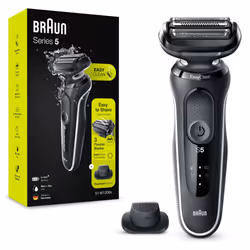 Braun Series 5 51-W1200s, Rasoir à grille, AutoSense, Boutons, Noir, Blanc, LED, Batterie