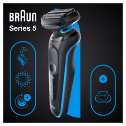 Braun Series 5 51-M1200s Rasoir à grille Tondeuse Noir, Bleu - Vue supplémentaire 4