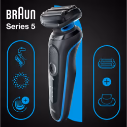 Braun Series 5 51-B1820s Rasoir à grille Noir, Bleu
