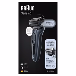 Braun Series 6 61-N1000s Rasoir à grille Noir, Gris