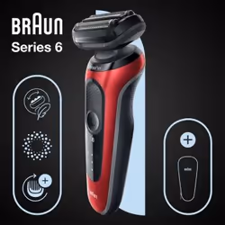 Braun Series 6 61-R1000s Rasoir à grille Noir, Rouge