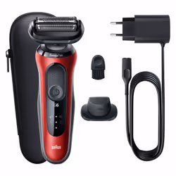 Braun Series 6 61-R1200s Rasoir à grille Tondeuse Noir, Rouge - Vue supplémentaire 5