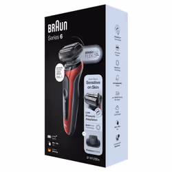 Braun Series 6 61-R1200s Rasoir à grille Tondeuse Noir, Rouge - Vue supplémentaire 6