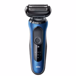 Braun Series 6 61-B4500cs, Rasoir à grille, Boutons, Noir, Bleu, LED, Chargement, Énergie, AC/Batterie