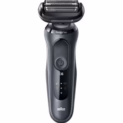 Braun Series 6 61-N4500cs, Rasoir à grille, Acier inoxydable, Boutons, Noir, LED, Batterie