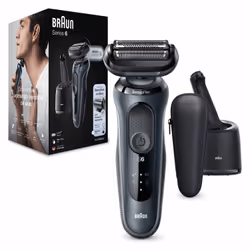 Braun Series 6 61-N7000cc, Rasoir à grille, Senso Flex, Boutons, Gris, LED, Batterie