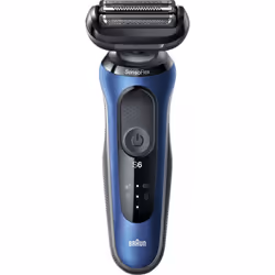 Braun Series 6 61-B7200CC, Rasoir à grille, Acier inoxydable, Boutons, Noir, Bleu, Chargement, Énergie, Batterie