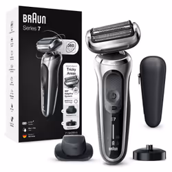 Braun Series 7 71-S4200cs, Rasoir à grille, AutoSense, Acier inoxydable, Boutons, Tactile, Noir, LED