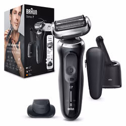 Braun Series 7 71-N7200cc, Rasoir à grille, 360°, Acier inoxydable, Boutons, Noir, LED