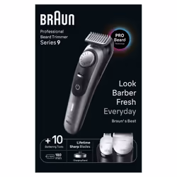 Braun BeardTrimmer BT9420, Lavable, Batterie, Noir, Gris