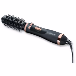 Brosse soufflante rotative StylePro Beurer HT80. Brosse à air chaud tournante pour du volume et des boucles soyeuses. A deux sens de rotation avec un seul bouton - pour un coiffage rapide et facile. Technologie ionique pour des cheveux plus lisses et plus soyeux. Dotée de 1000 Watts de puissance pour un coiffage rapide. 2 niveaux de chaleur et de vitesse. Air froid réglable pour une coiffure durable. 2 embouts interchangeables pour des coiffures variées : Brosse à boucles : ondulations douces et soyeuses - Brosse chauffante : volume