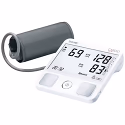 Informations techniques Oscillométrique mesure de la pression non invasive sur le bras supérieur. ECG monocanal dans des positions frontales sélectionnables librement / signal ECG vers la masse (terre)Dimensions unité principale : L 128 mm × L 128 mm × H 40 mmPoids unité principale : environ 300 g (sans piles