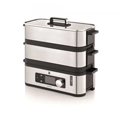 WMF KITCHENminis 04.1509.0011 cuiseur vapeur 2 Nombre de paniers Comptoir 900 W Noir, Acier inoxydable