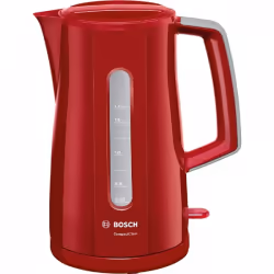 Bosch TWK3A014, 1,7 L, 2400 W, Rouge, Plastique, Acier inoxydable, Indicateur de niveau d'eau, Sans fil