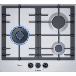 Bosch PCC6A5B90, Acier inoxydable, Intégré, Gaz, Acier inoxydable, 3 zone(s), 3 zone(s)