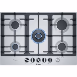 Bosch Serie 6 PCQ7A5M90, Acier inoxydable, Intégré, 75 cm, Gaz, Acier inoxydable, 5 zone(s)