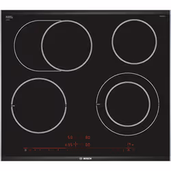 Bosch Serie 8 PKN675DP1D, Noir, Acier inoxydable, Intégré, Céramique, Verre-céramique, 4 zone(s), 4 zone(s)