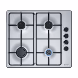 Bosch PBP6B5B80, Acier inoxydable, Intégré, Gaz, Acier inoxydable, 4 zone(s), 4 zone(s)
