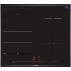Bosch PXE675DC1E, Noir, Acier inoxydable, Intégré, Plaque avec zone à induction, Verre-céramique, 4 zone(s), 4 zone(s)