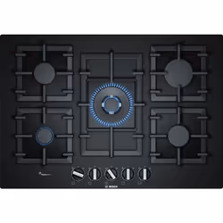 Bosch Serie 6 PPQ7A6B90, Noir, Intégré, Gaz, Verre, 5 zone(s), 5 zone(s)