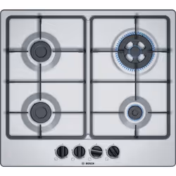 Bosch Serie 4 PGH6B5B60, Noir, Acier inoxydable, Intégré, Gaz, Acier inoxydable, 4 zone(s), 4 zone(s)
