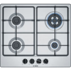 Bosch Serie 4 PGH6B5B60 plaque Noir, Acier inoxydable Intégré Gaz 4 zone(s)