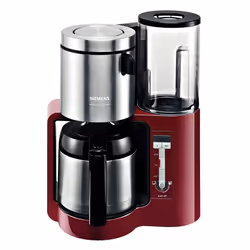 Siemens TC86504, Machine à café filtre, 1 L, 1100 W, Noir, Rouge, Argent
