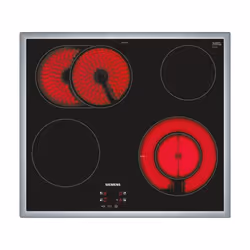 Siemens EF645BNN1E, Noir, Acier inoxydable, Intégré, Céramique, Verre-céramique, 4 zone(s), 4 zone(s)