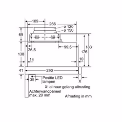 Siemens iQ100 LI64MB521 hotte Semi-intégrée (semi-encastrée) Gris, Argent 389 m³/h A+++ - Vue supplémentaire 8