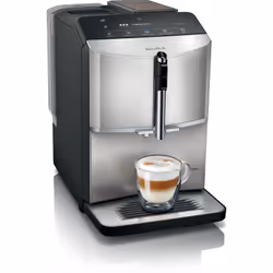Siemens EQ.300 TF303E07, Machine à expresso, 1,4 L, Café en grains, Broyeur intégré, 1300 W, Noir, Métallique, Argent