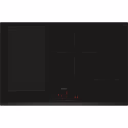 Siemens iQ700 Table à induction 80 cm Noir, sans cadre, Noir, Intégré, 80 cm, Plaque avec zone à induction, Verre-céramique,  ...