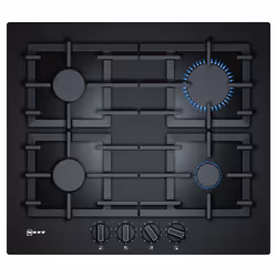 Neff T26CS49S0, Noir, Intégré, 60 cm, Gaz, Verre trempé, 4 zone(s)