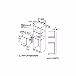 Bosch BFL520MS0 micro-onde Intégré Micro-onde combiné 20 L 800 W Noir, Acier inoxydable