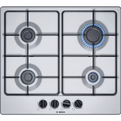 Bosch Serie 4 PGP6B5B85, Acier inoxydable, Intégré, 58 cm, Gaz, Acier inoxydable, 4 zone(s)