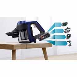 Bosch Serie 6 BBS611MAT aspirateur balai et balai électrique Batterie Sec Sans sac 0,3 L Bleu 2,5 Ah