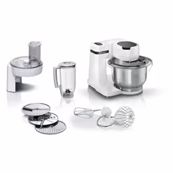 Bosch MUMS2EW20, 3,8 L, Blanc, Hachoir, Pétrisseur, Mélange, Mélange, 2 kg, 1,1 m, 800 g