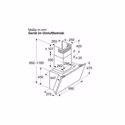Bosch Serie 8 DWK91LT60 hotte Montée au mur Noir 441 m³/h A+