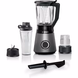 Bosch Serie 4 MMB6177S, Mélangeur de table, 1,5 L, Fonction d'impulsion, 1 m, 1200 W, Noir, Argent